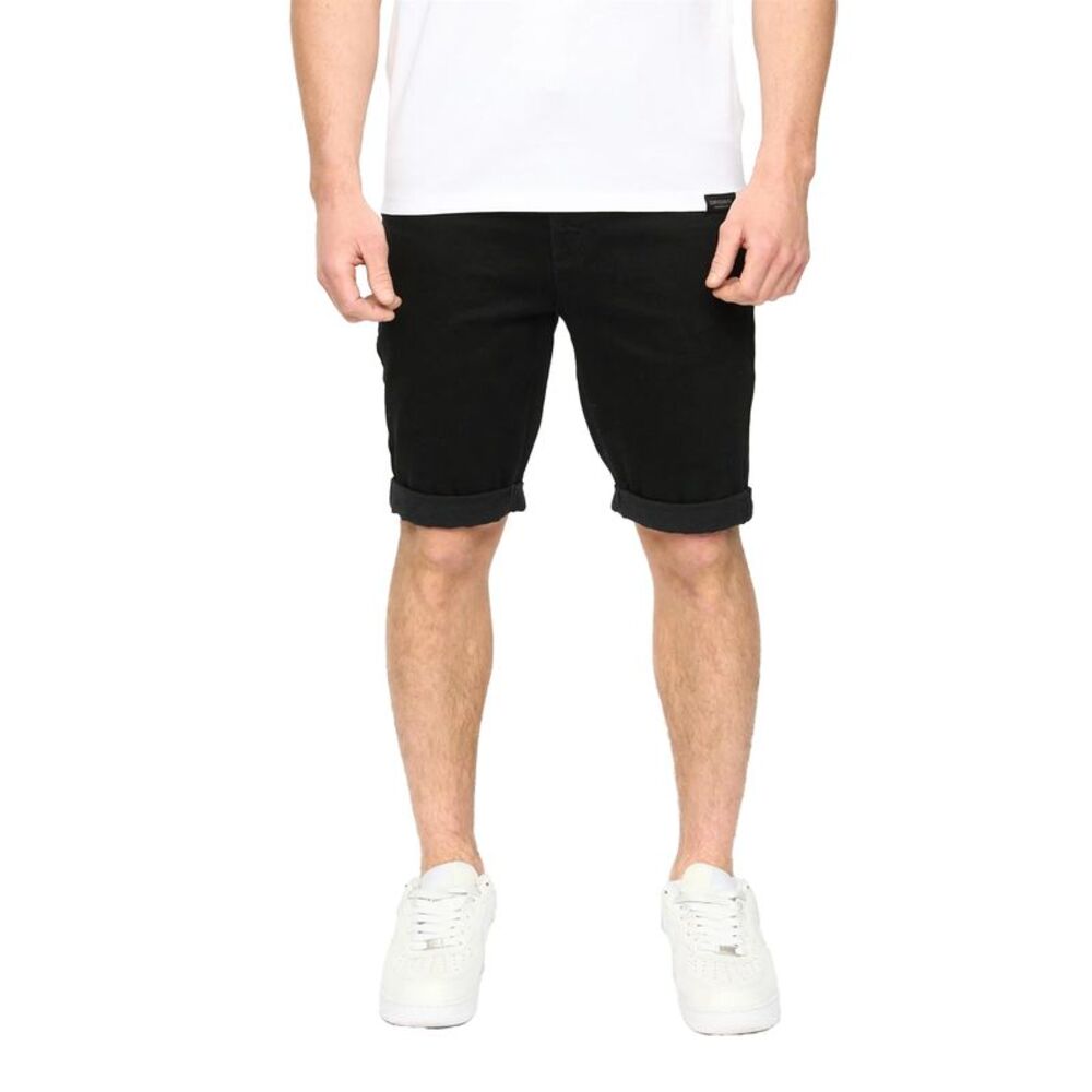 Crosshatch Mens Youlgreeve Denim Belted Shorts / Black Wash
